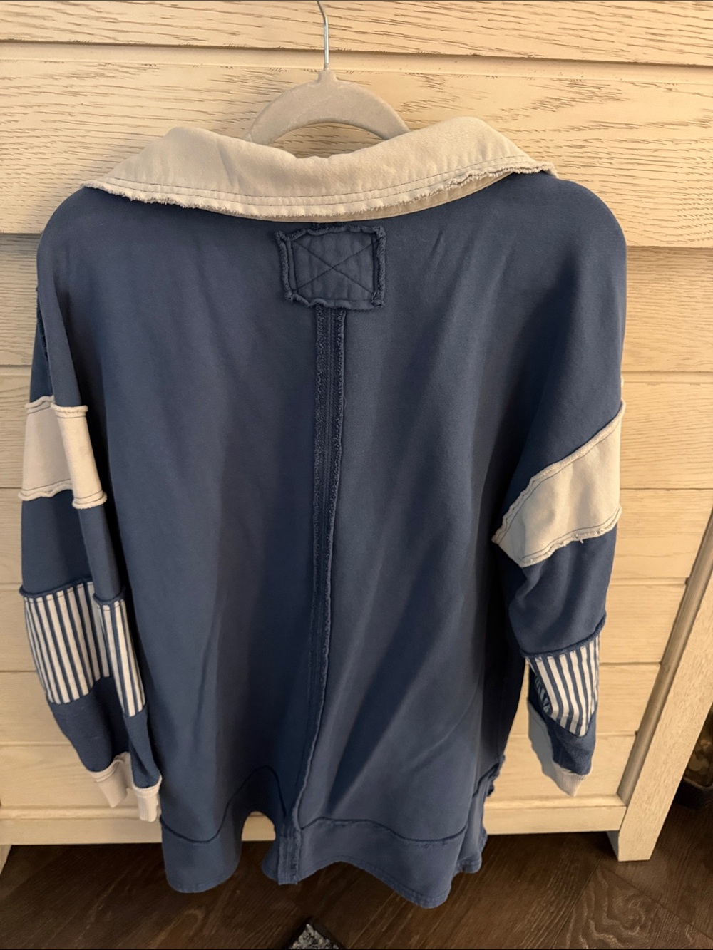 Free People Blue & Gray Striped Collared Pullover - Picture 4 of 4